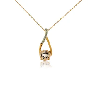 Round-Shaped Morganite and Diamond Pendant