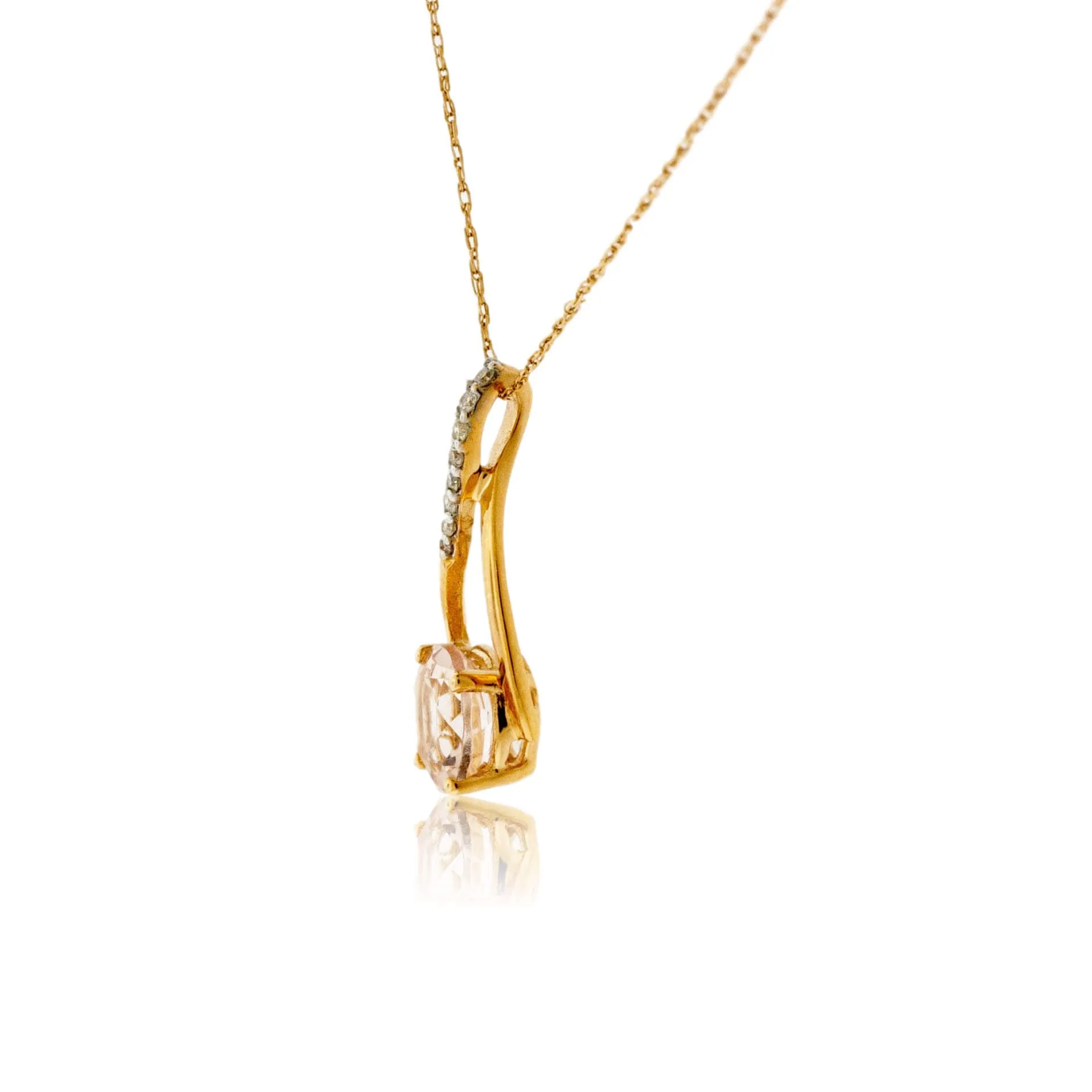 Round-Shaped Morganite and Diamond Pendant
