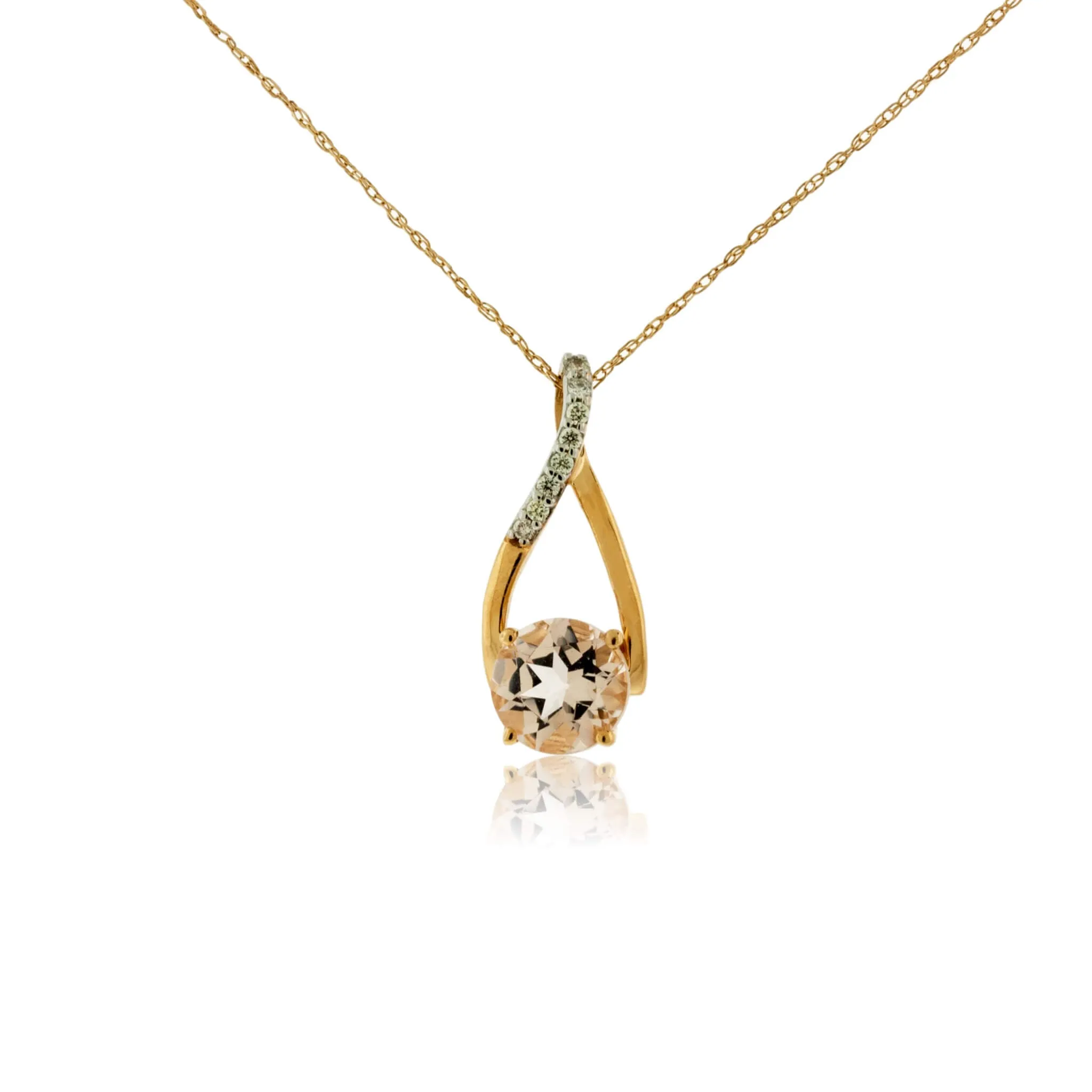 Round-Shaped Morganite and Diamond Pendant
