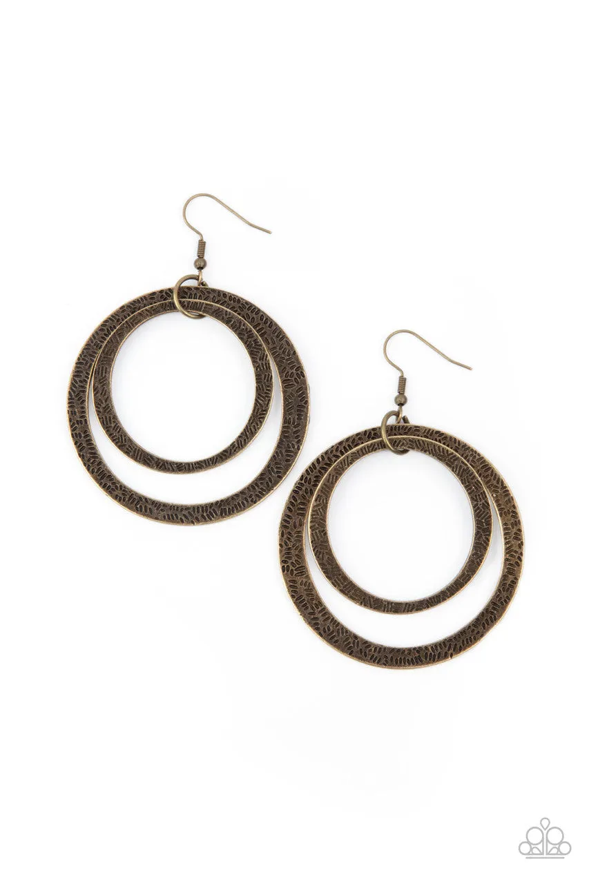 Rounded Out Brass Paparazzi Earrings