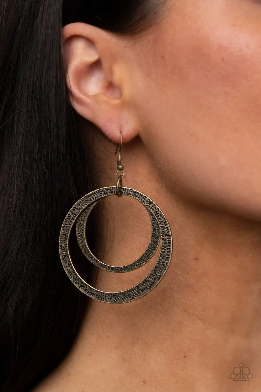 Rounded Out Brass Paparazzi Earrings