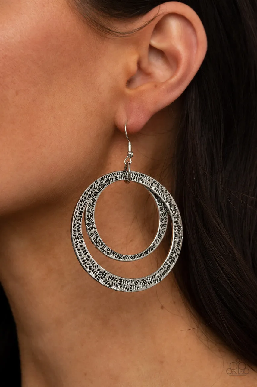 Rounded Out Silver Paparazzi Earrings