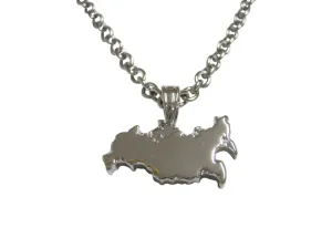 Russia Map Shape Pendant Necklace