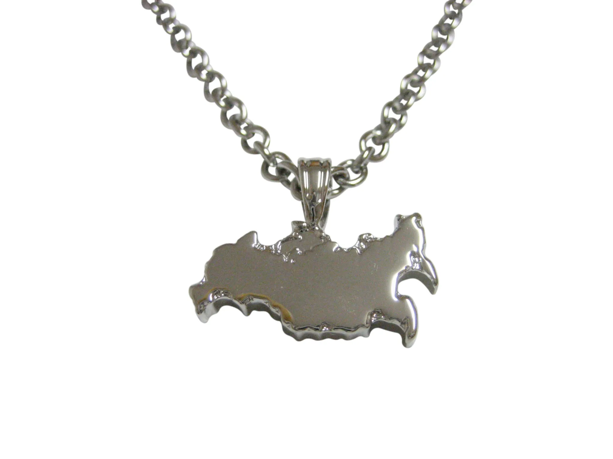 Russia Map Shape Pendant Necklace