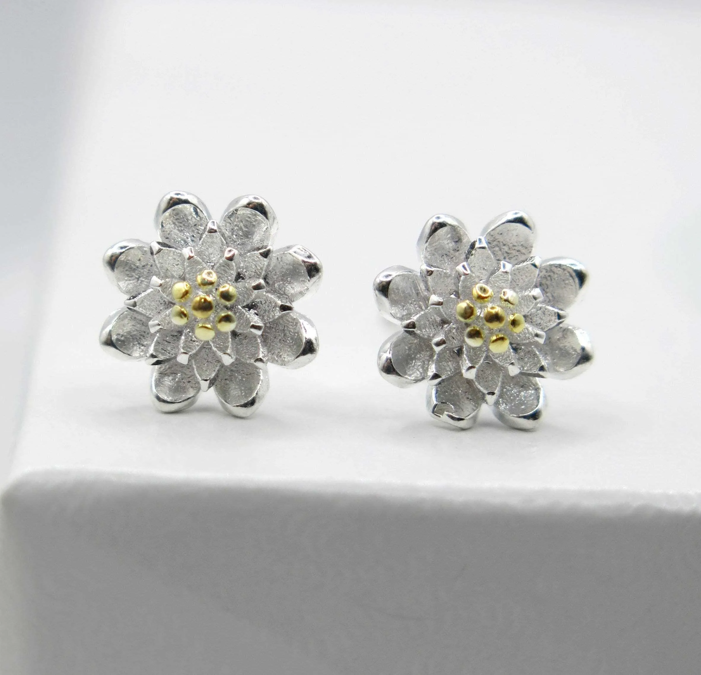 S925 Silver Floral Minimalist Studs, Bridal Bridesmaid Flower Studs, Flower Girl Silver Earrings