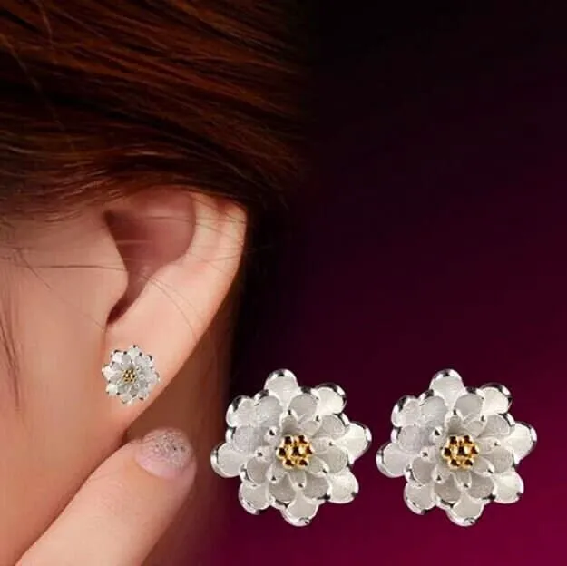 S925 Silver Floral Minimalist Studs, Bridal Bridesmaid Flower Studs, Flower Girl Silver Earrings