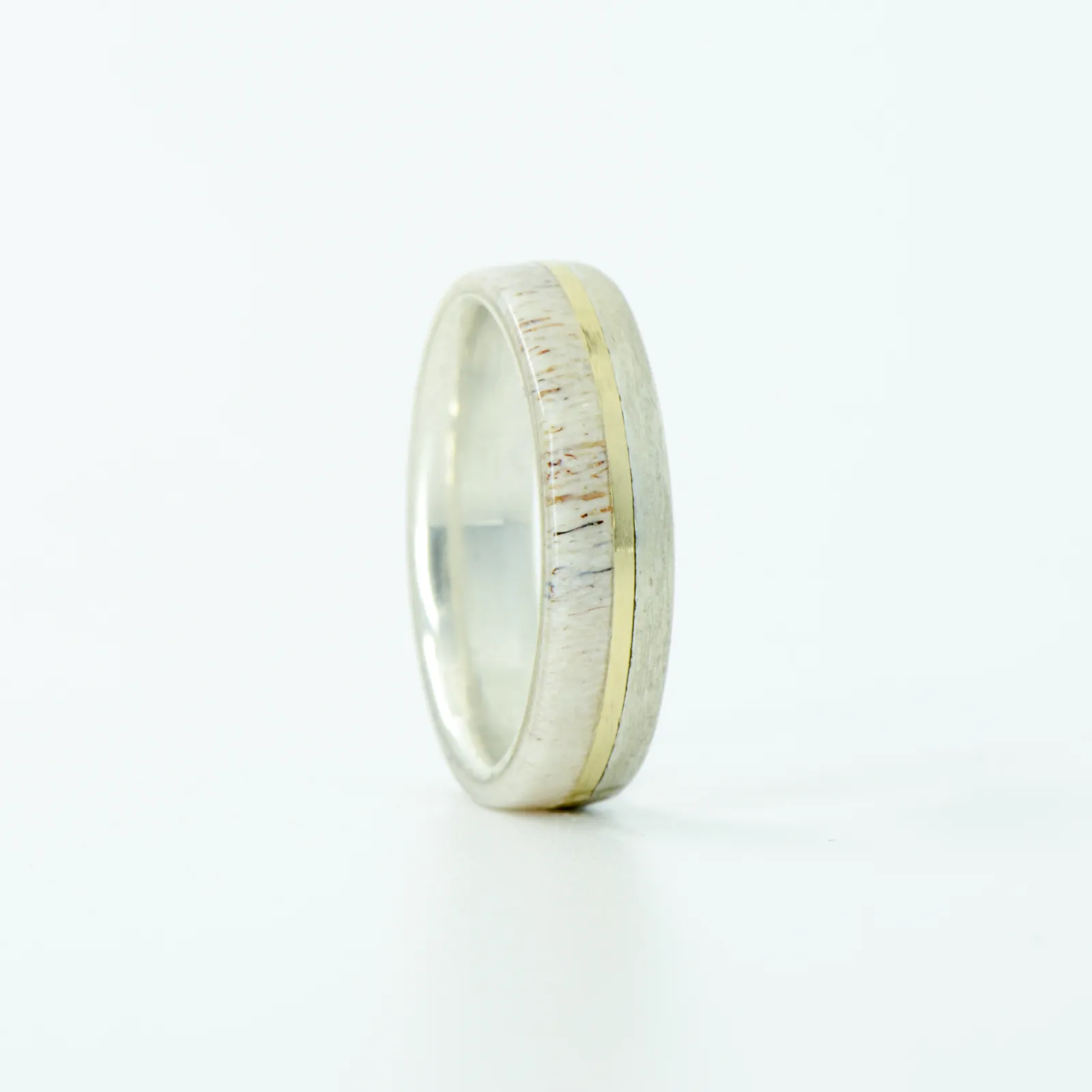 SALE RING - Silver, Yellow Gold, & Antler - Size 5.75