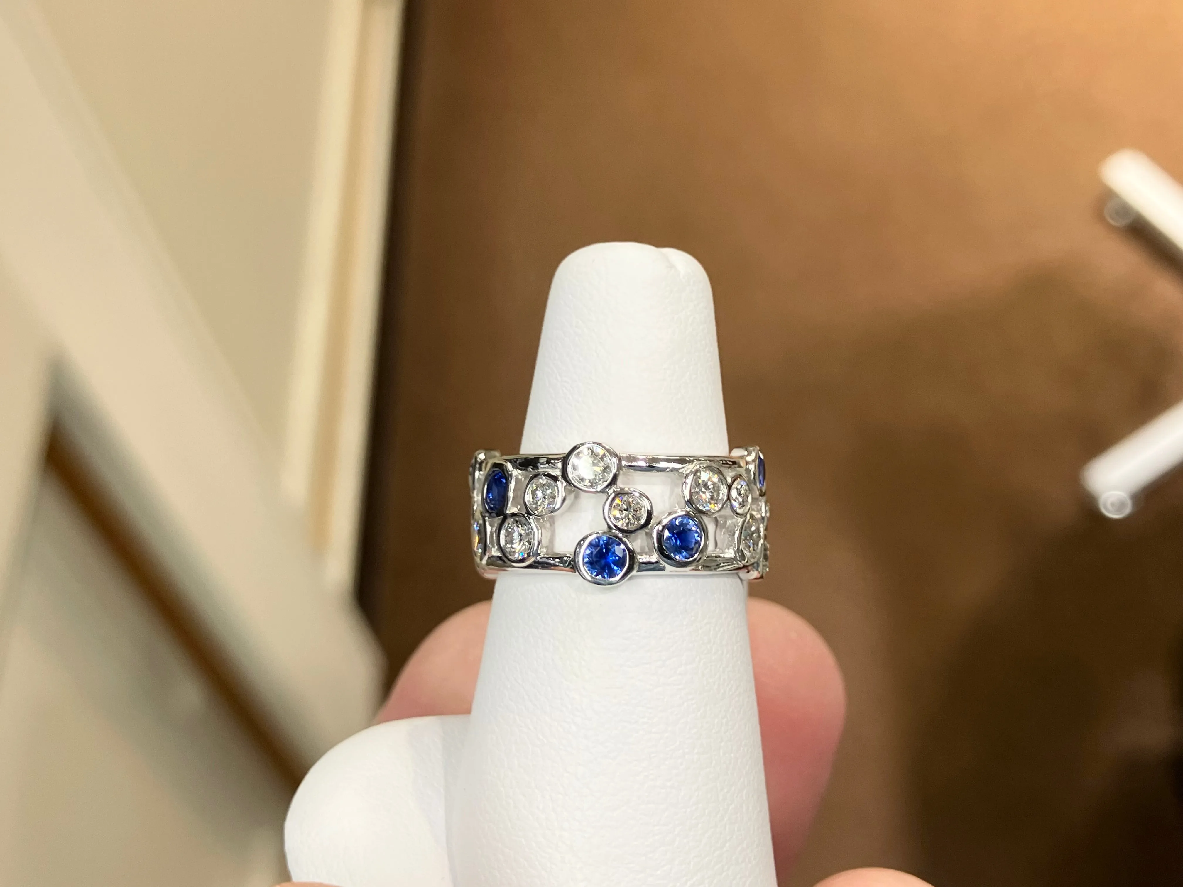 Sapphire And Diamond White Gold Ring