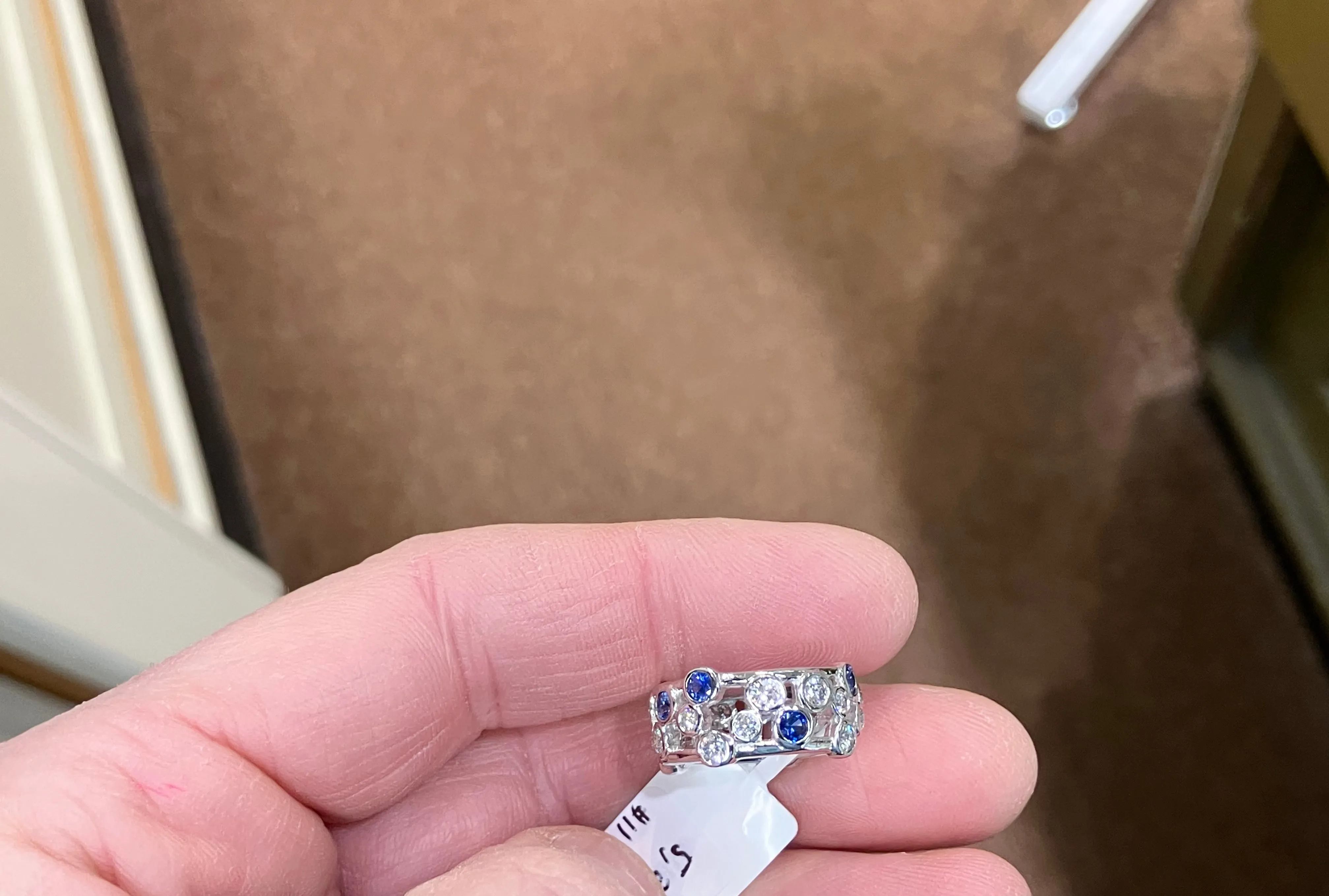 Sapphire And Diamond White Gold Ring