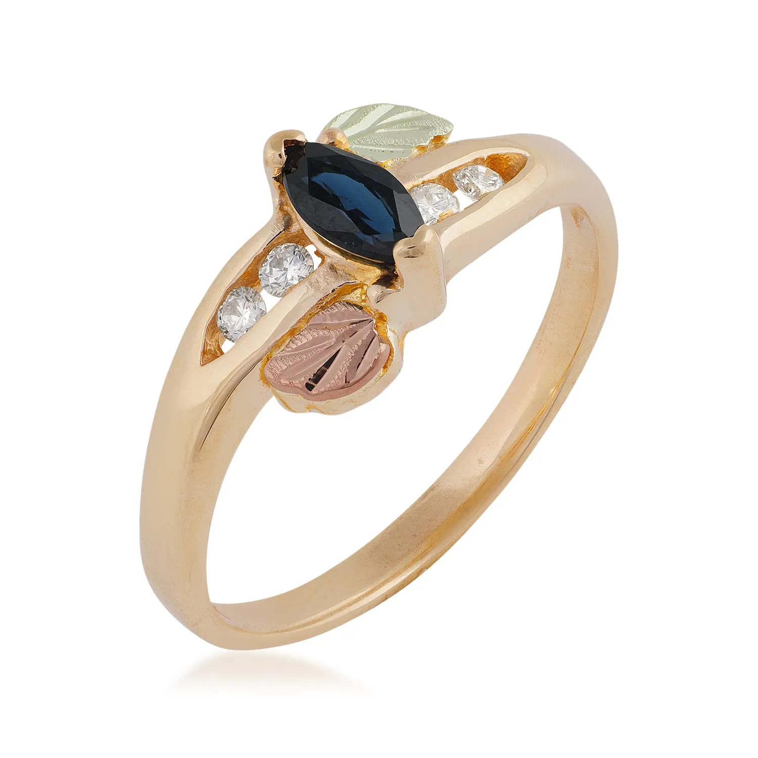 Sapphire and Diamonds - Black Hills Gold Ladies Ring