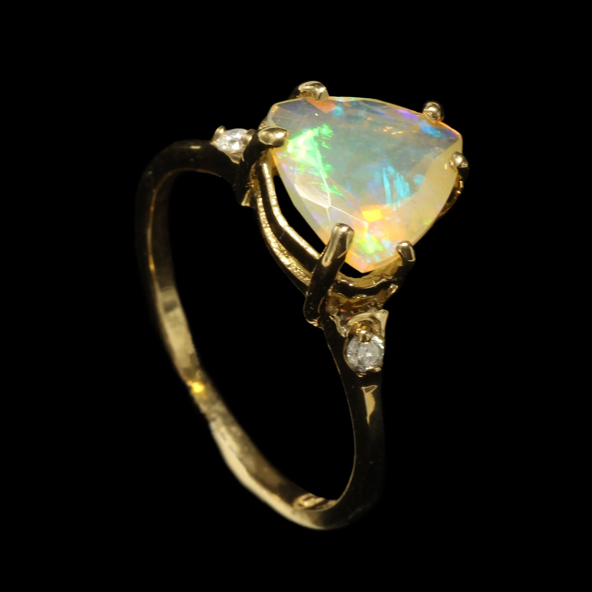 Selene - Trillium Ethiopian Opal and Diamond Ring