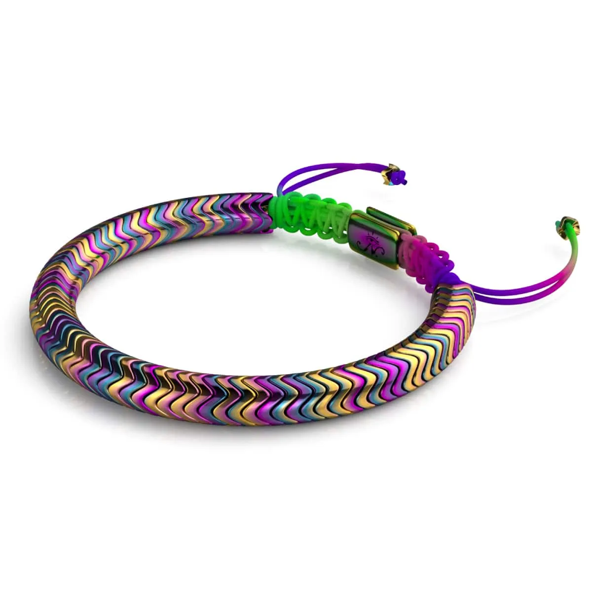 Serpentine | Rainbow Hematite x Spectrum x Unicorn Silver | Double Wave Bracelet
