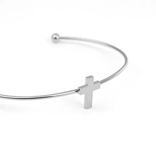 SEXY SPARKLES Stainless Steel Open Cuff Bangle Bracelets Silver Tone Boy & Girl Lover