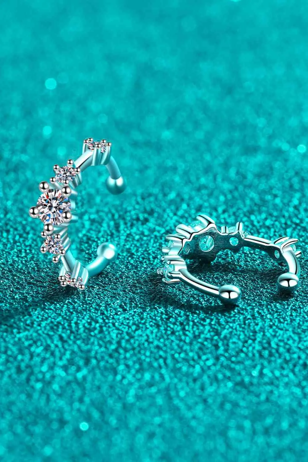 Shimmering Twilight: Moissanite Cuff Earrings