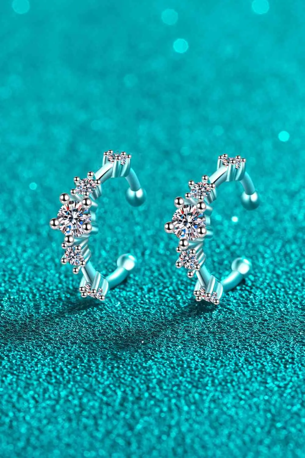Shimmering Twilight: Moissanite Cuff Earrings