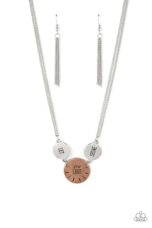 Shine Your Light - Silver - Mixed Metal Inspirational "Let Your Light Shine" Paparazzi Short Necklace
