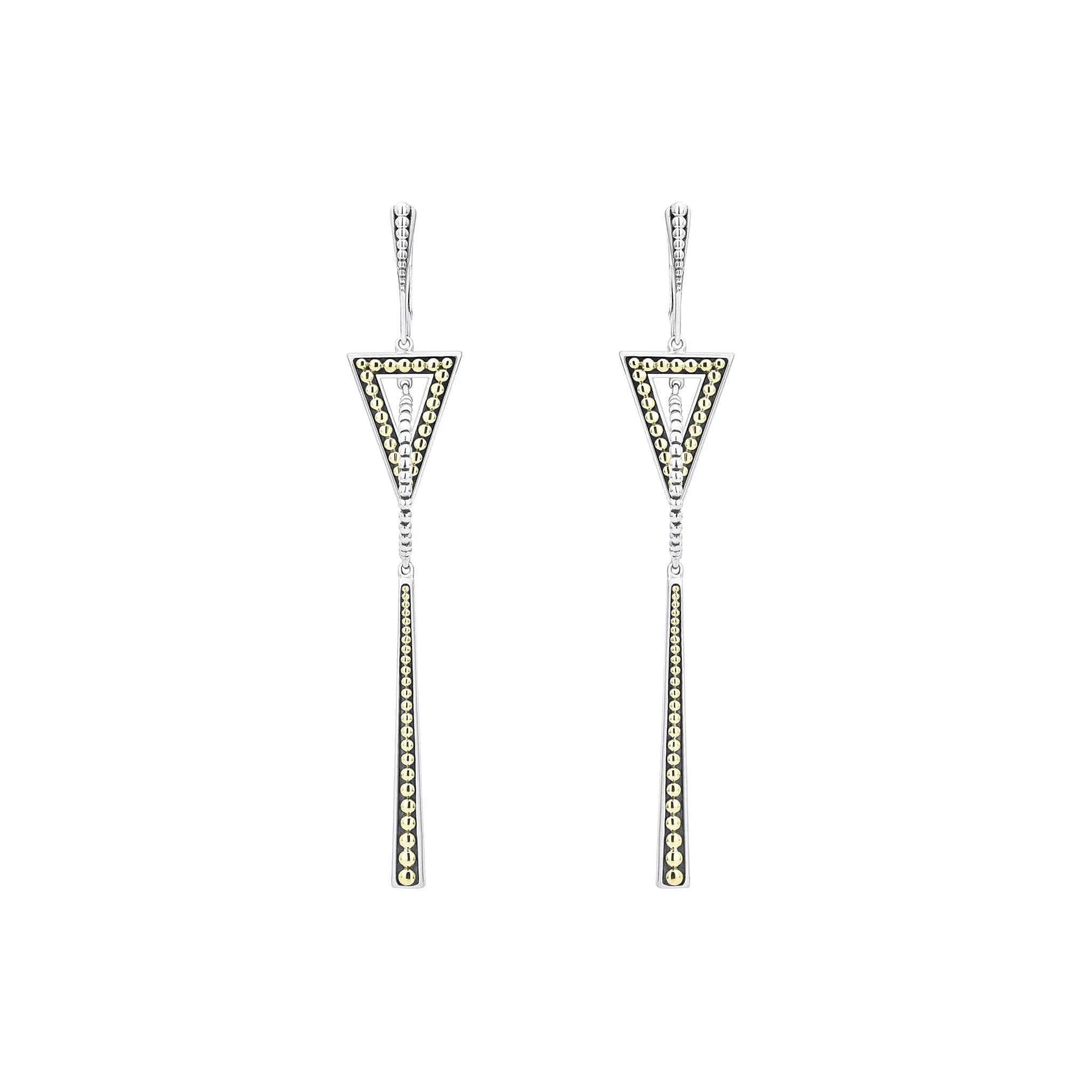 Signature Caviar Two-Tone Triangle Circle Drop Earrings