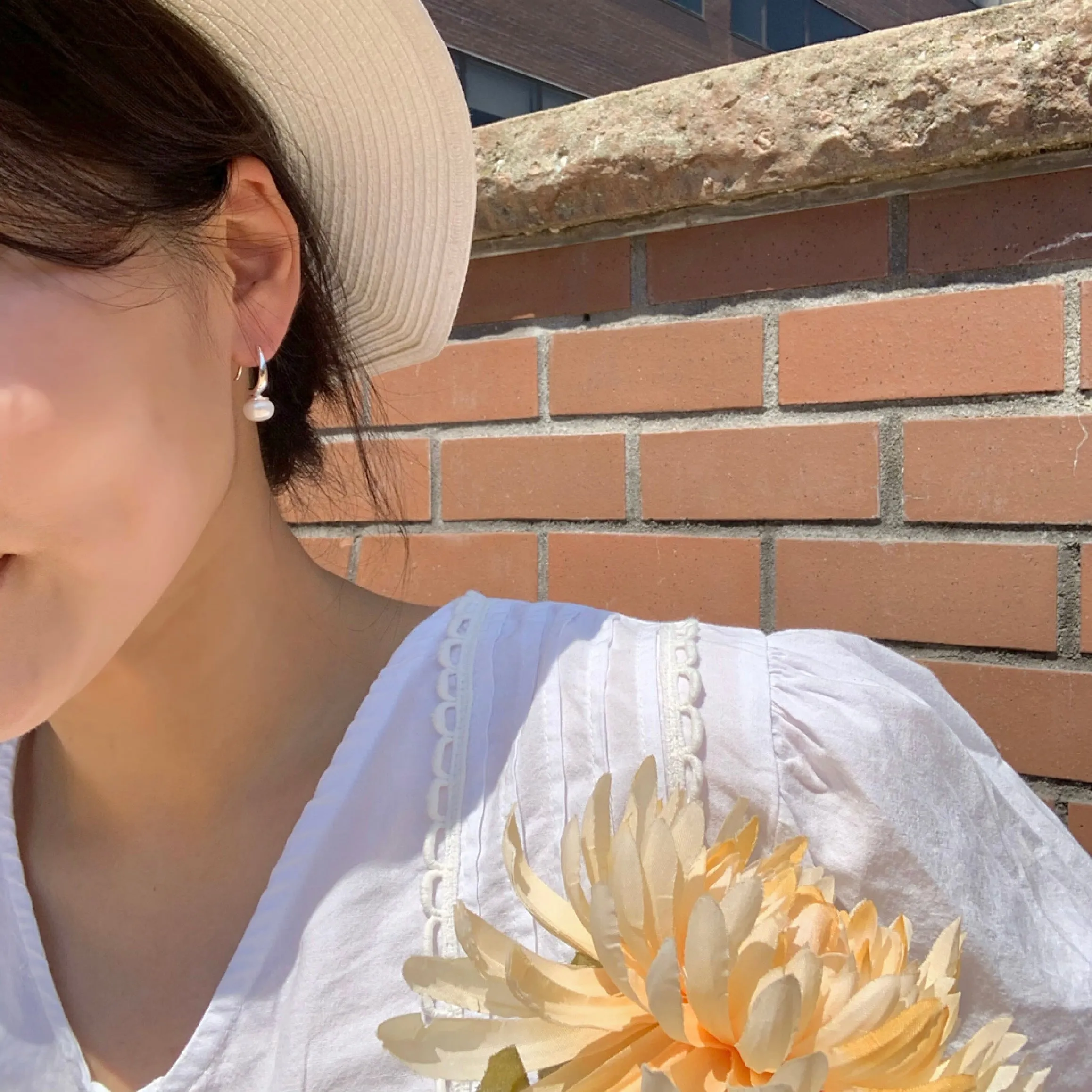 [Silver 925] Minimalist Freshwater Pearl Hook Drop Earrings