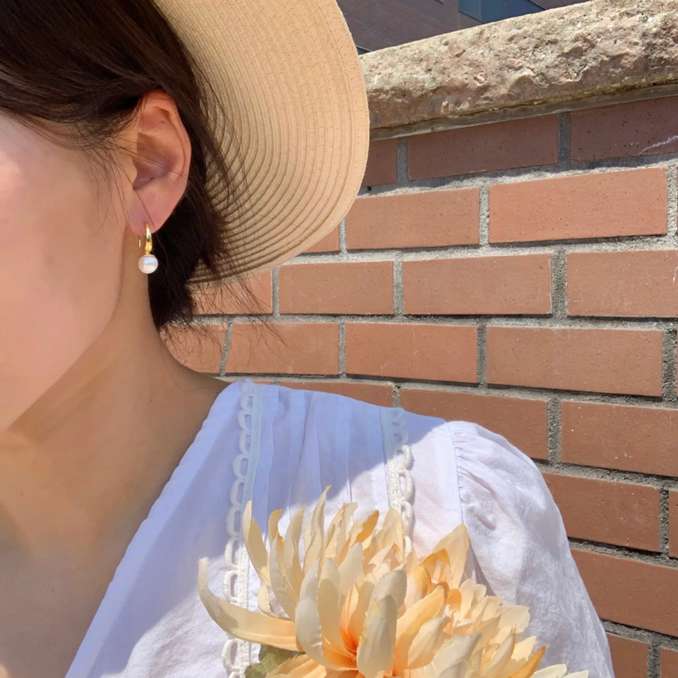 [Silver 925] Minimalist Freshwater Pearl Hook Drop Earrings