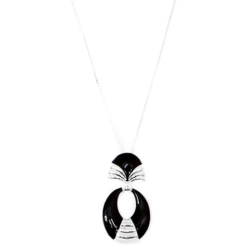 SILVER-BLACK NECKLACE  #SC29774_S-BLACK (ME18)