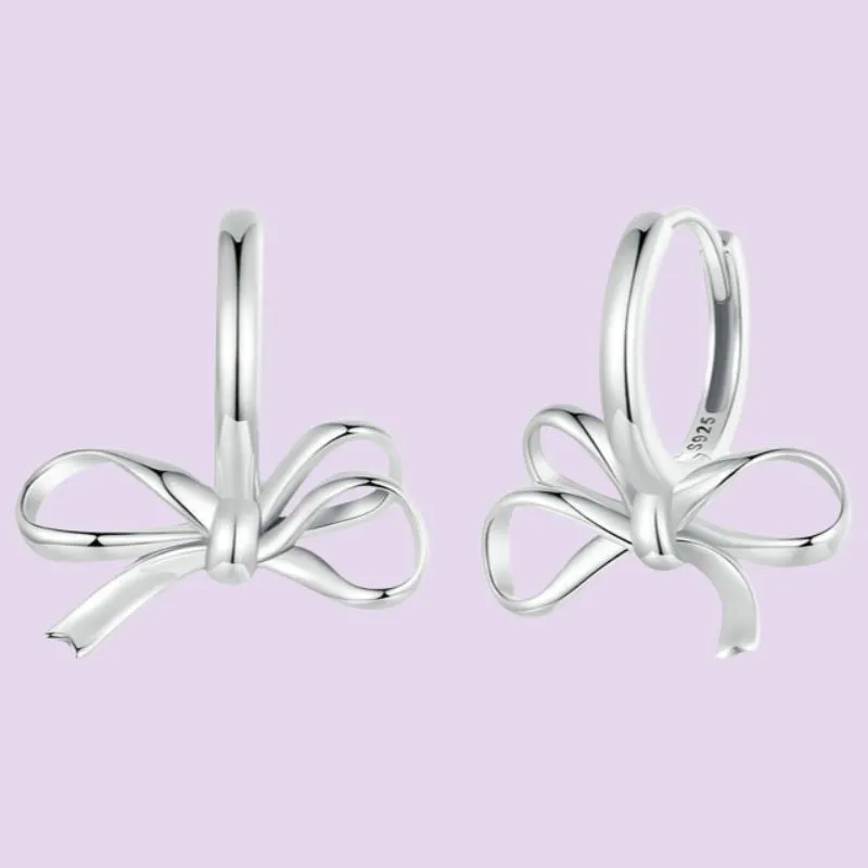 Silver Bow Dangle Earrings