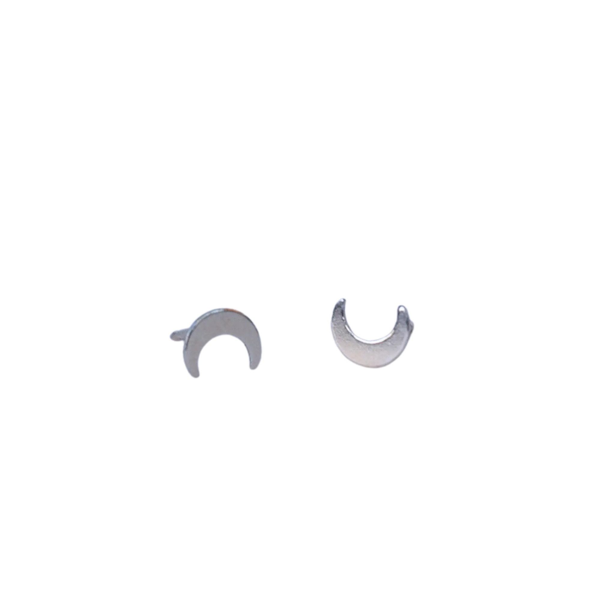 Silver Crescent Moon Studs