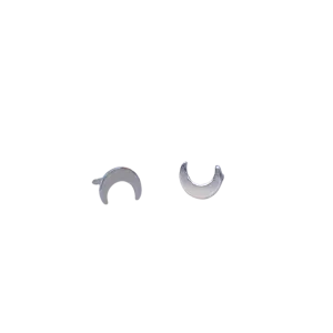 Silver Crescent Moon Studs