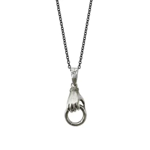 Silver Hand Charm Holder Necklace