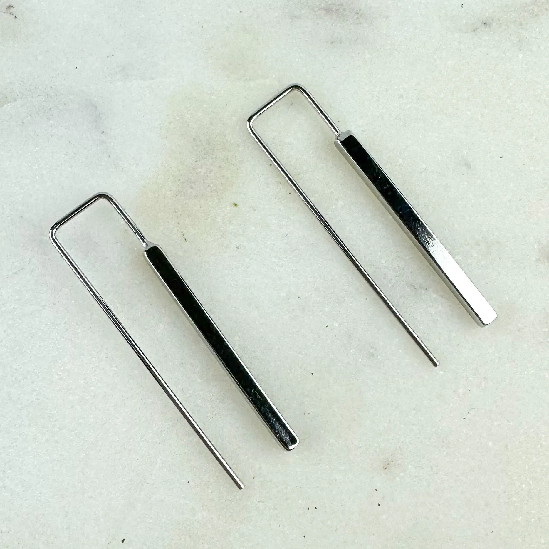 Silver Stick Drop Earrings