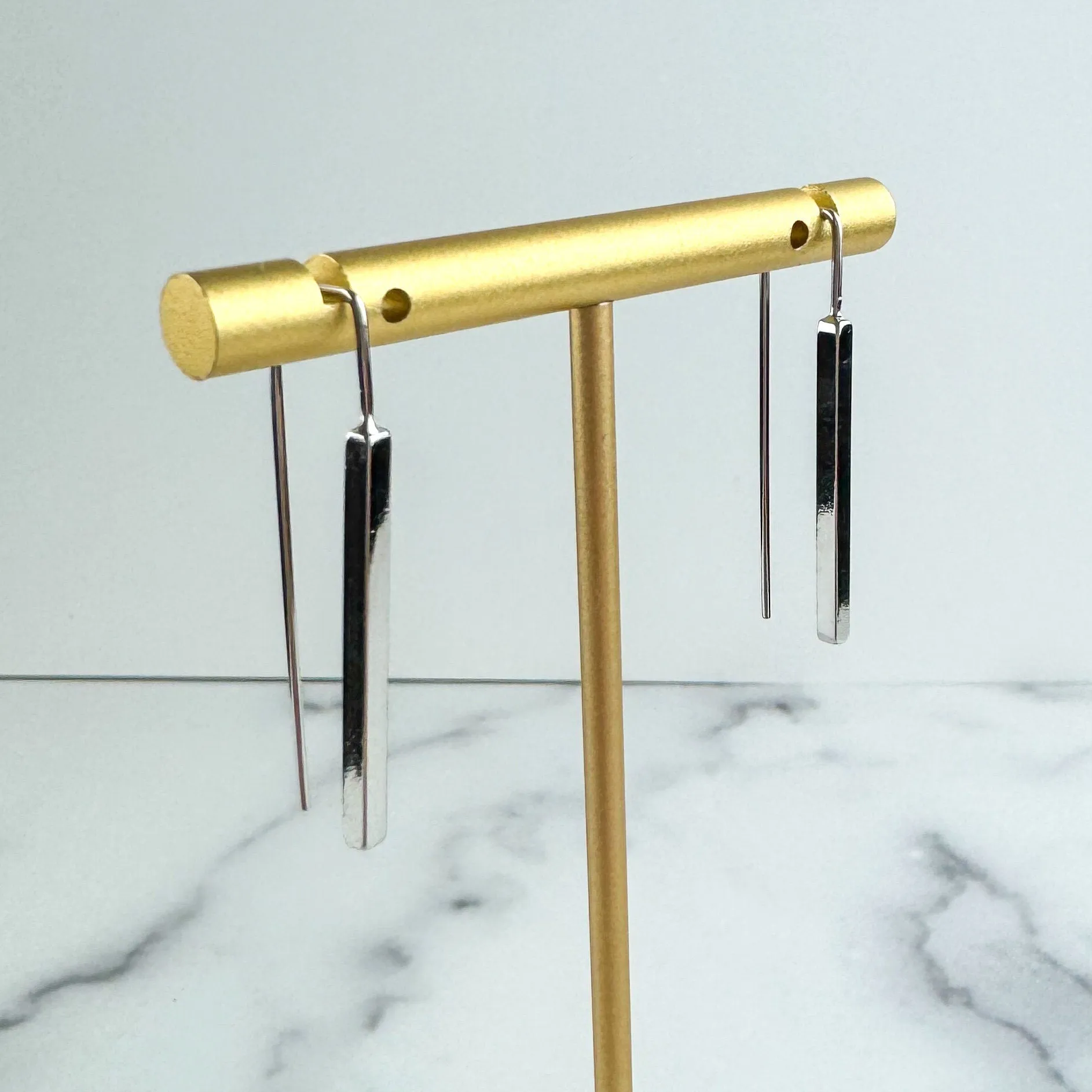 Silver Stick Drop Earrings
