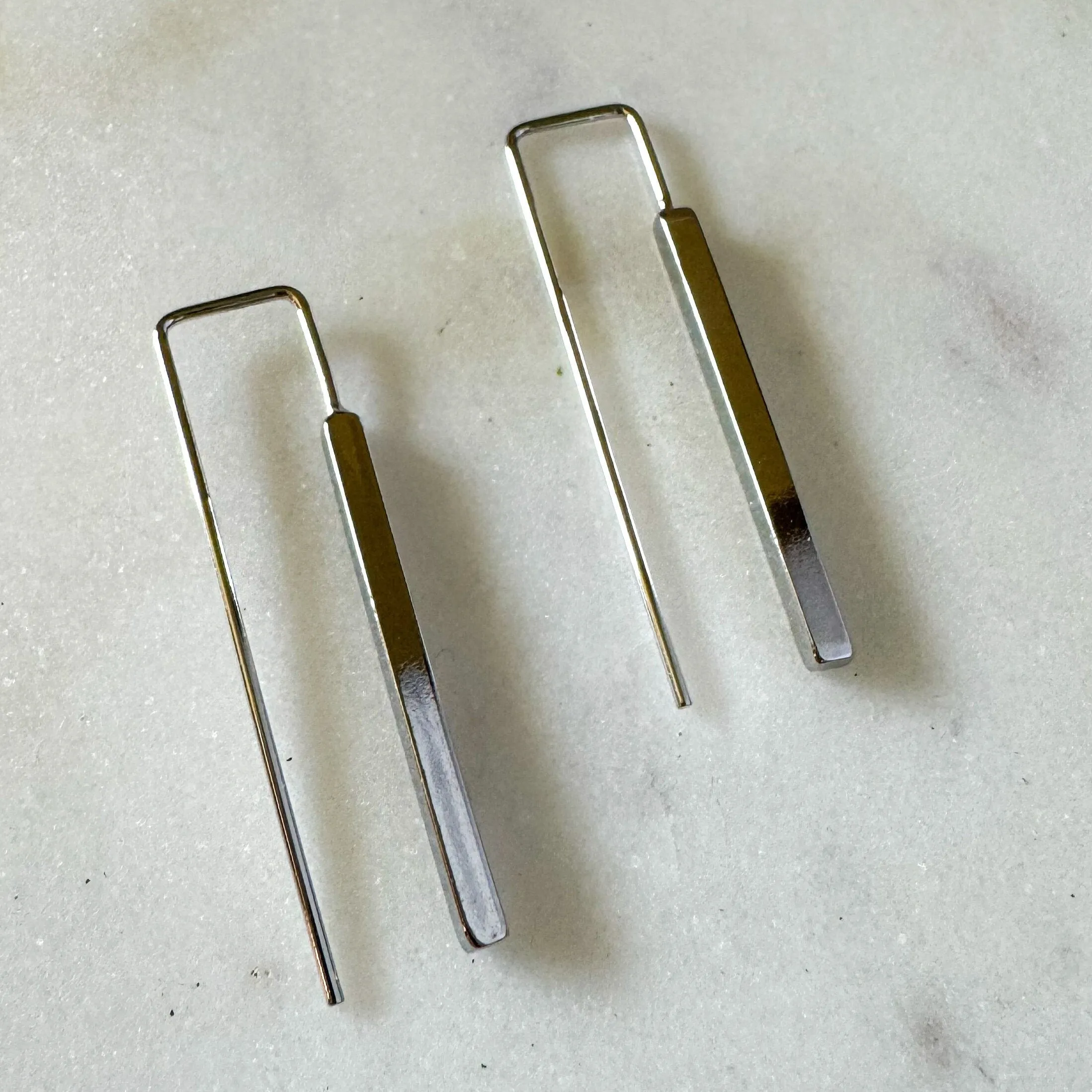 Silver Stick Drop Earrings