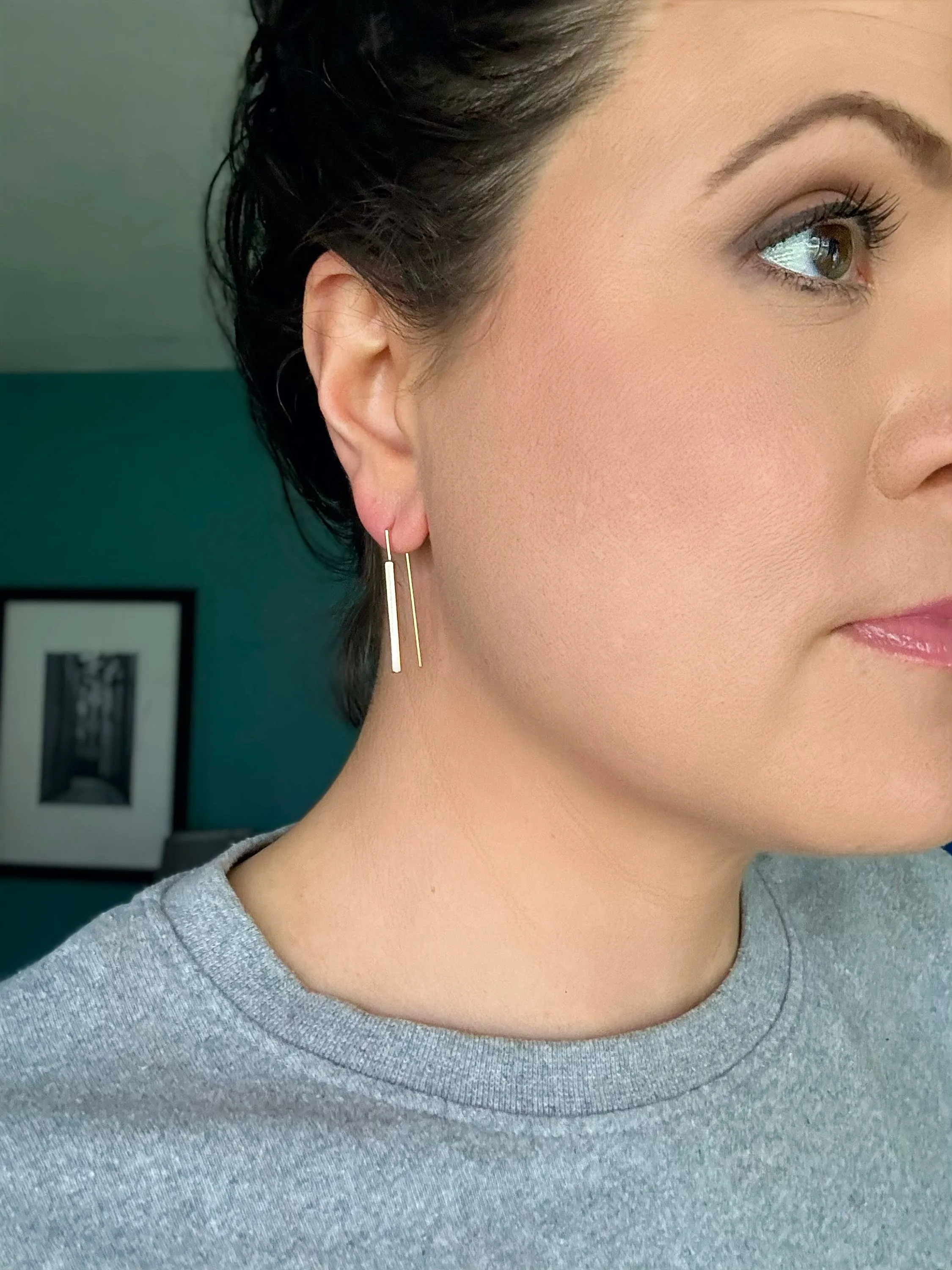 Silver Stick Drop Earrings