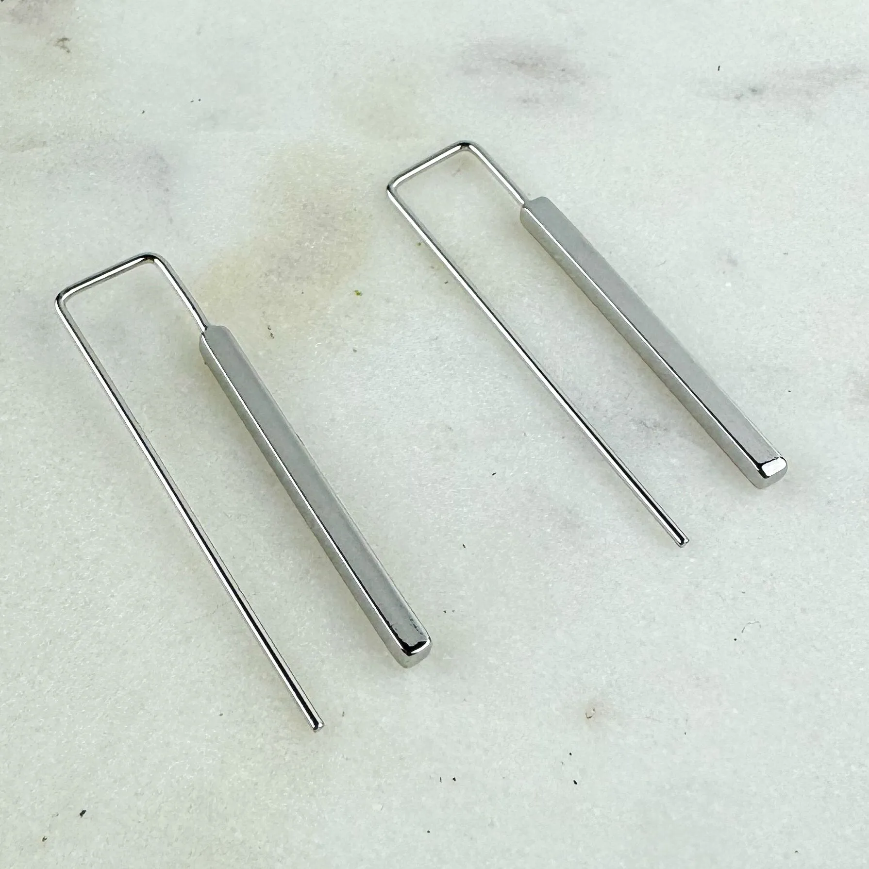 Silver Stick Drop Earrings