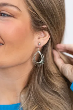 Silver Teardrop Linear Earrings