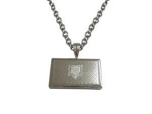 Silver Toned Etched Albania Flag Pendant Necklace