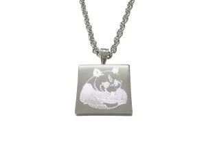Silver Toned Etched Panda Bear Pendant Necklace