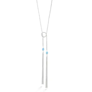 SILVER TURQUOISE LONG NECKLACE  #RN80634 (RE9)