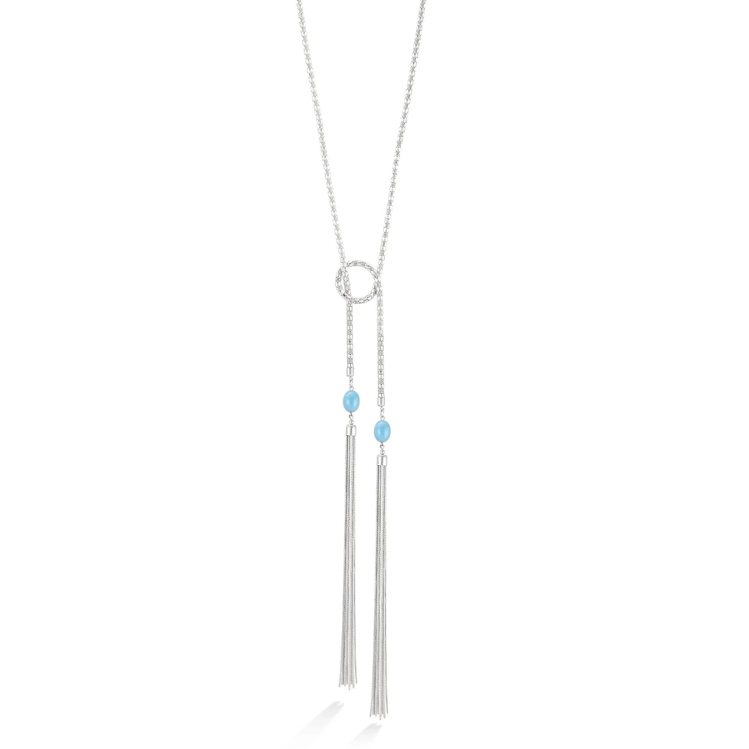 SILVER TURQUOISE LONG NECKLACE  #RN80634 (RE9)