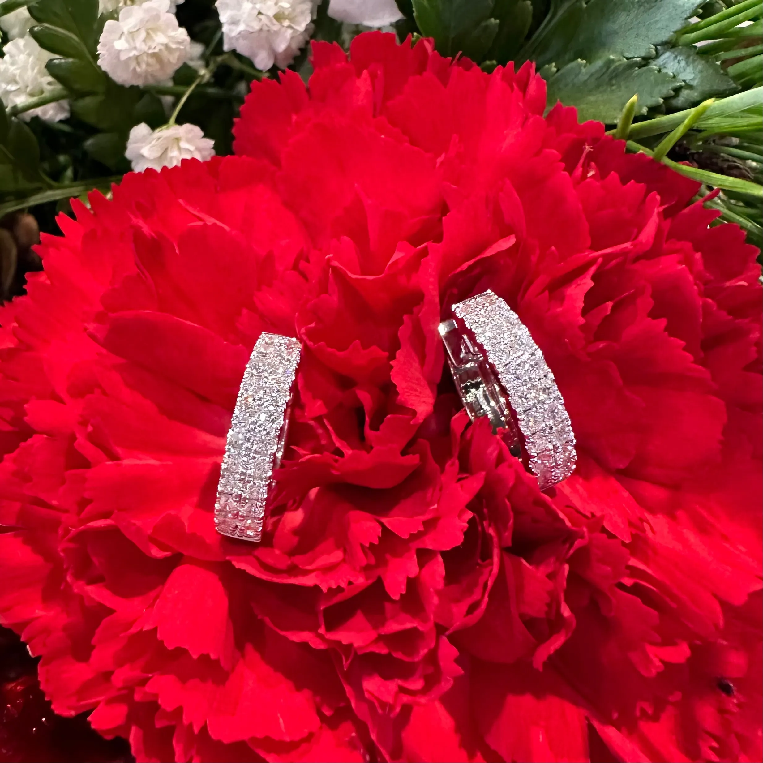 Simon G Diamond Huggie Hoop 18K White Gold Earrings ER369