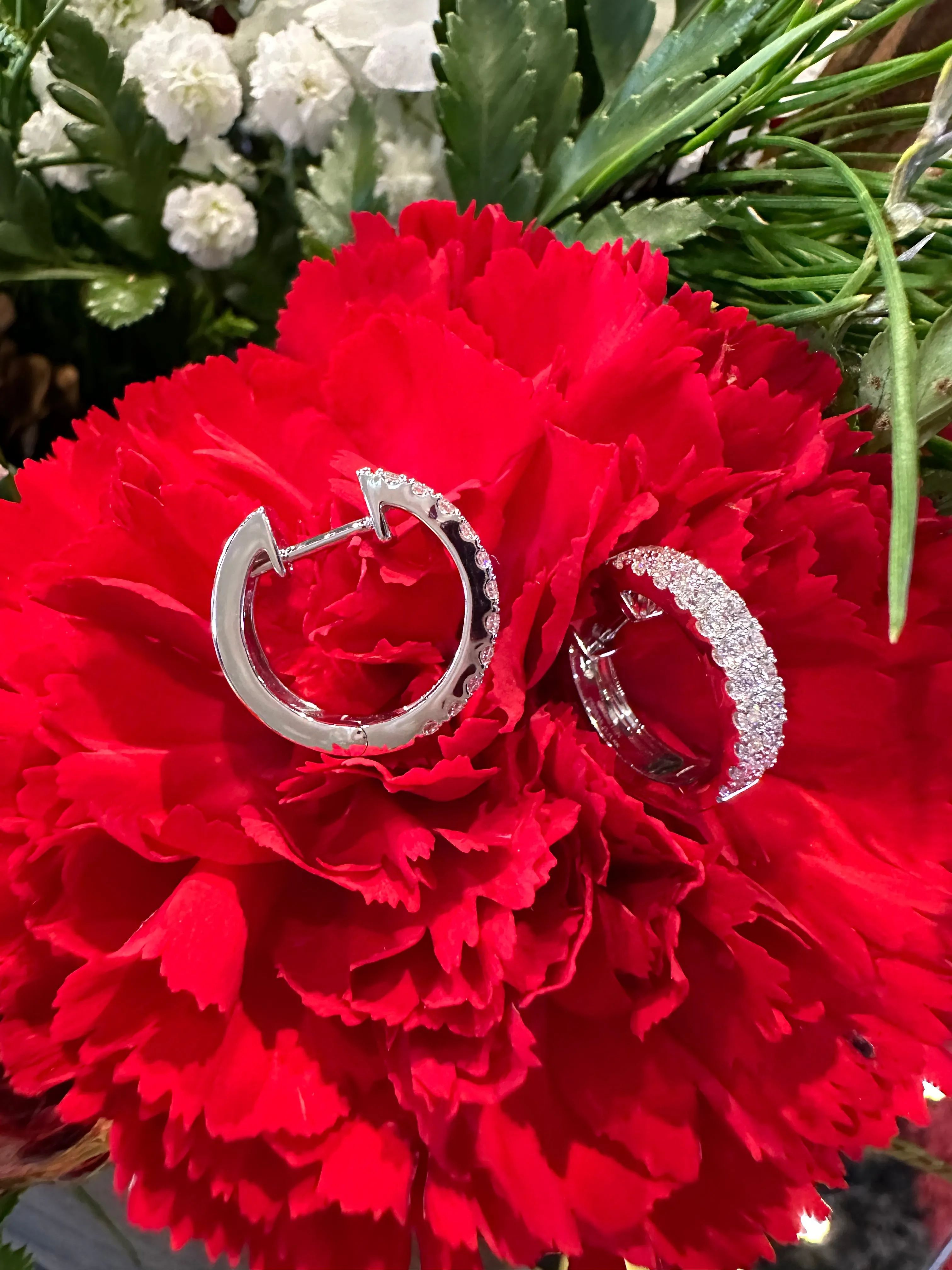 Simon G Diamond Huggie Hoop 18K White Gold Earrings ER369