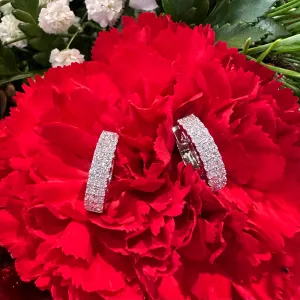 Simon G Diamond Huggie Hoop 18K White Gold Earrings ER369