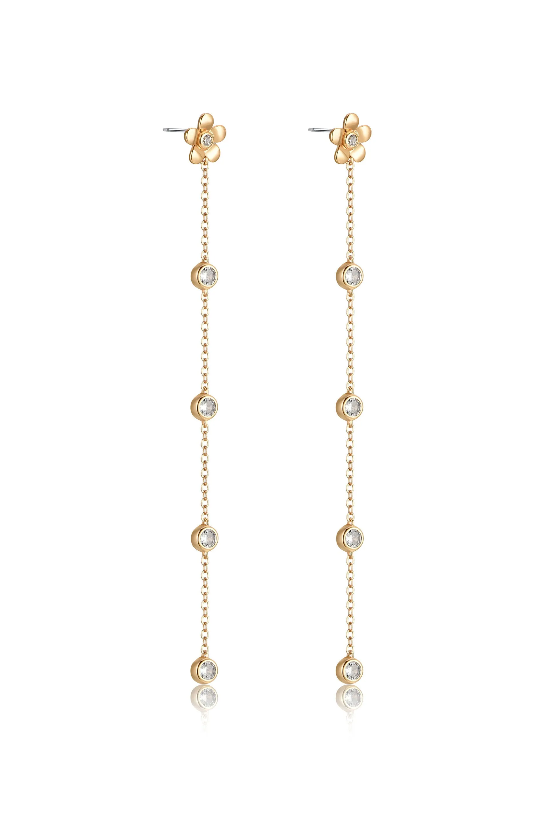 Single Flower Linear Dangle Earrings