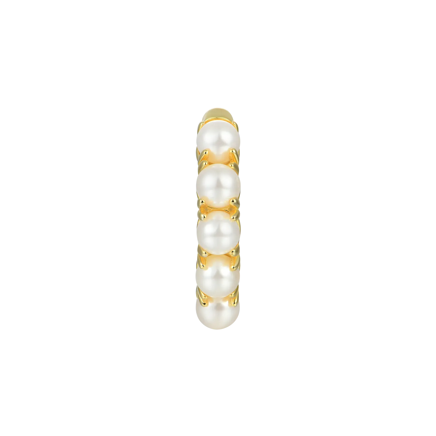 Single Prong Setting Pearl Hoop Earring
