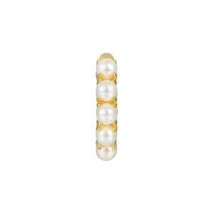 Single Prong Setting Pearl Hoop Earring