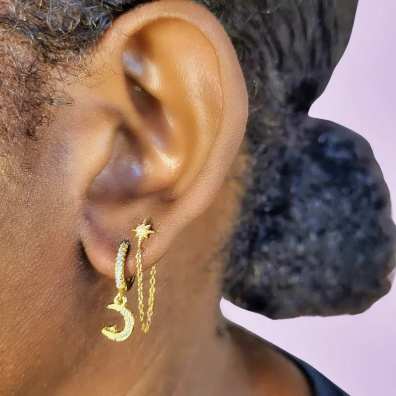 Single Star Pearl Dangle Earring