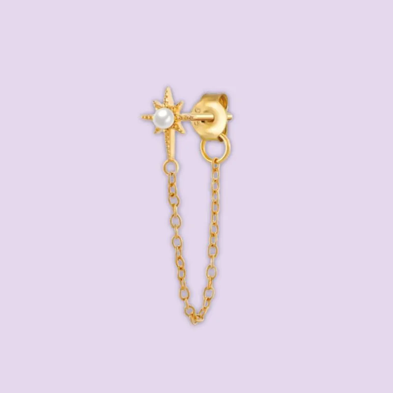 Single Star Pearl Dangle Earring