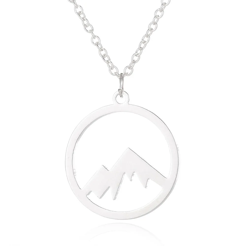 SISSLIA Fashion Wholesale Geometric Gold Plated Stainless Steel Mountain Pendant Necklace For Women