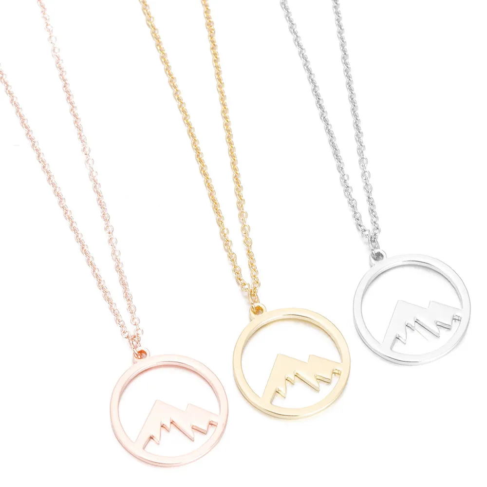 SISSLIA Fashion Wholesale Geometric Gold Plated Stainless Steel Mountain Pendant Necklace For Women
