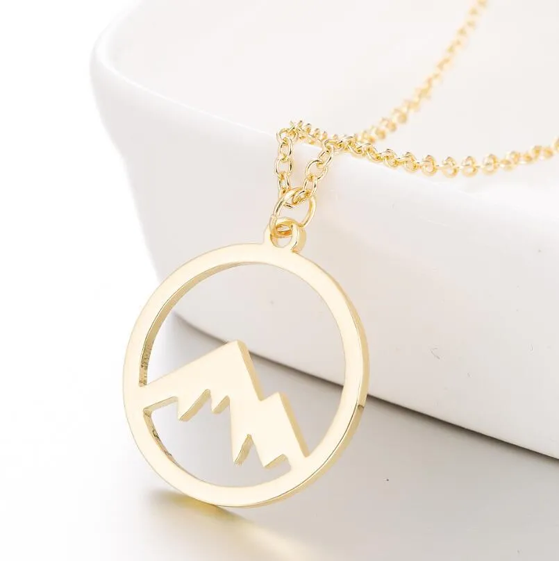 SISSLIA Fashion Wholesale Geometric Gold Plated Stainless Steel Mountain Pendant Necklace For Women