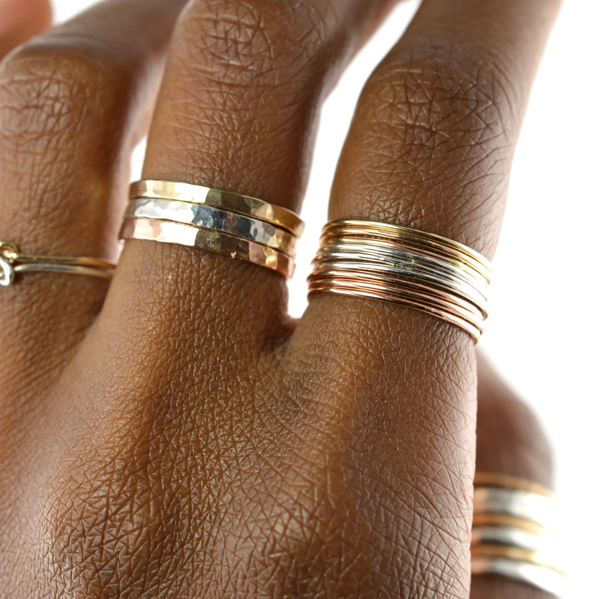 Skinny Silver Ring Threads - Set of 5